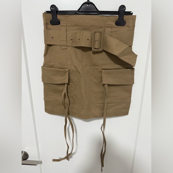 Stylish‎ Tan Skirt with Belt love labels khaki military - Picture 2 of 7